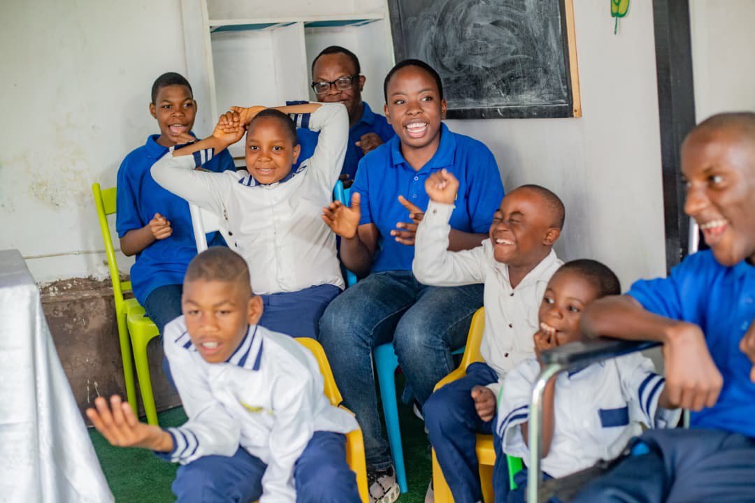 Students cheering and celebrating together